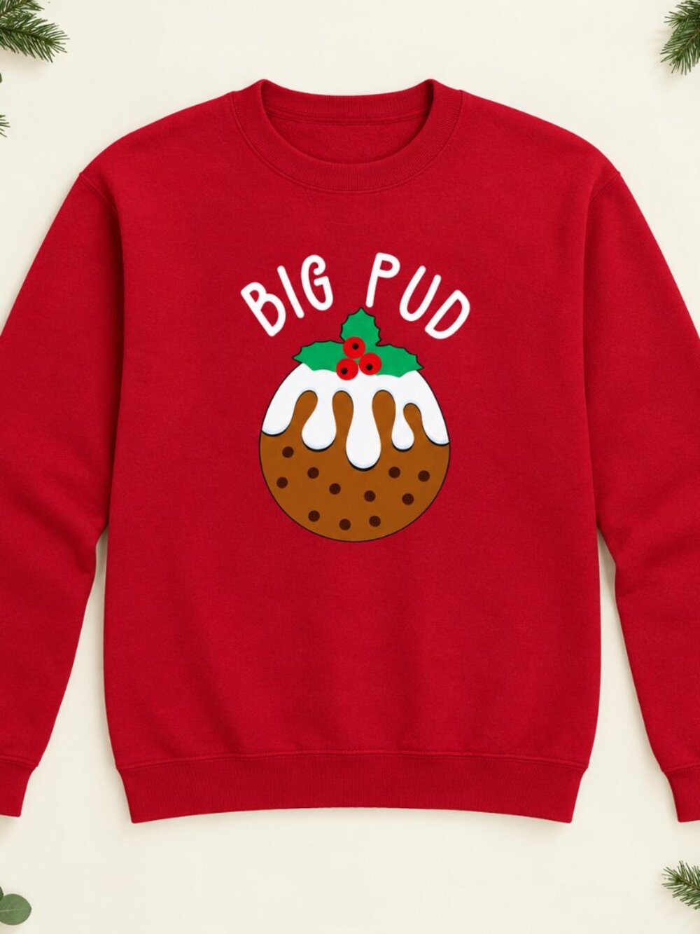 Big Pud Little Pud Christmas Sweatshirt Red Family Matching Pudding Jumper